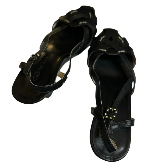 Y2K Millennial Diva Vintage Leather Slingback Woven Cute Cutout Wedge Heel EU 37 - Picture 3 of 16